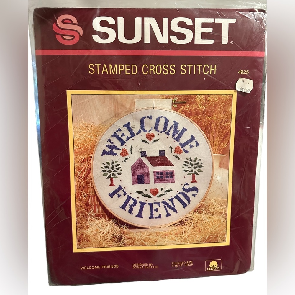 Sunset Stamped Cross Stitch Kit Welcome Friends